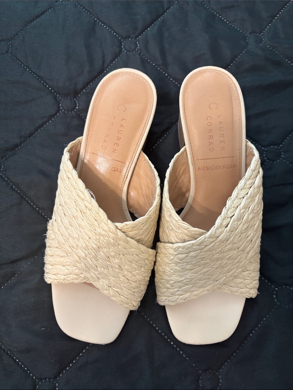 LC Lauren Conrad Braided Cream Slide Mules